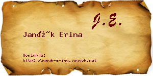 Janák Erina névjegykártya